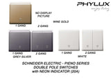 Schneider Electric - PIENO - Double Pole Switches with Neon Indicator (20A) - ebuy.com.sg