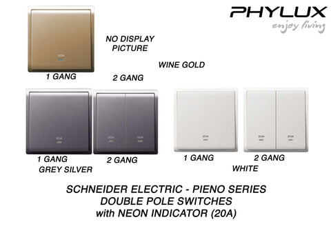 Schneider Electric - PIENO - Double Pole Switches with Neon Indicator (20A) - ebuy.com.sg