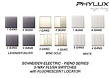 Schneider Electric - PIENO - 2 Way Switches with Fluorescent Locator (16AX) (10AX-4GANGS only) - ebuy.com.sg